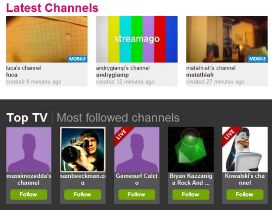 latest channels streamago