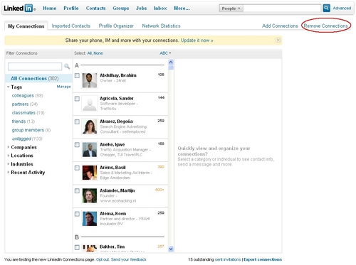 linkedin contact verwijderen
