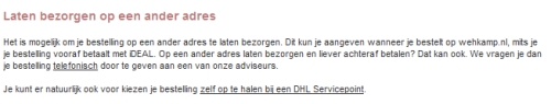wehkamp tweede adres